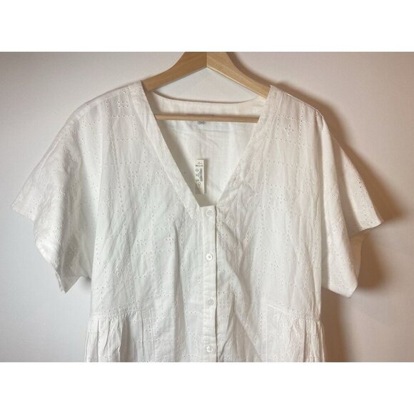 NWT Madewell Button Front Mini Dress Eyelet Lace White Size XXL New - Picture 3 of 6